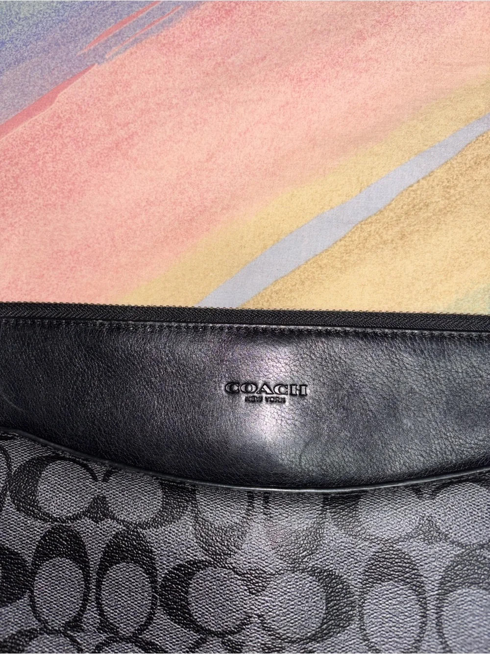 Coach Tech Case Signature Canvas Charcoal Black